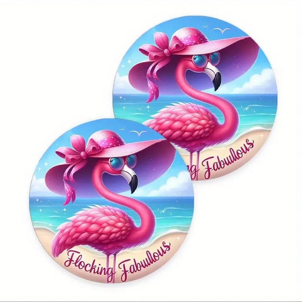 Flamingo Car Cup Coasters - Stylish Anti-Slip, Univers…NEW